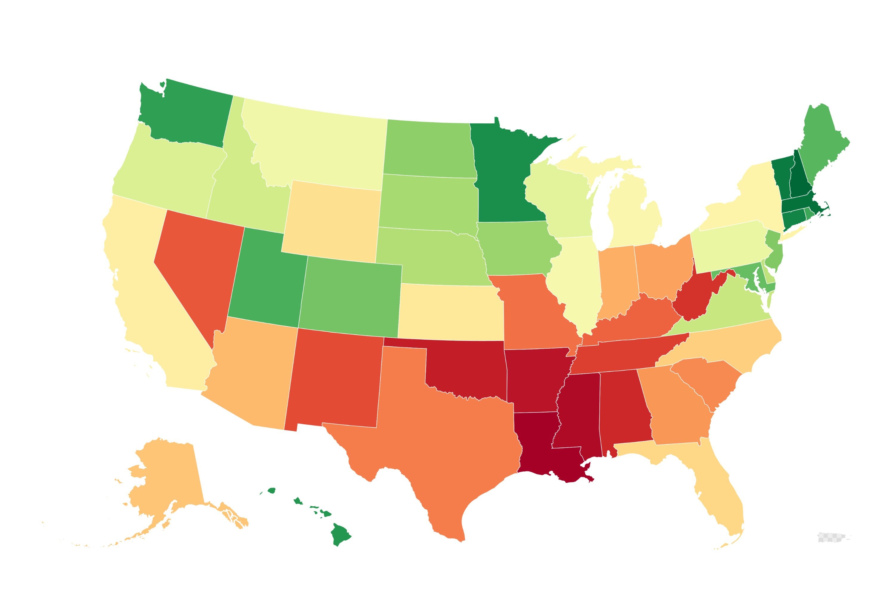 Map Shows Which States Are the Healthiest - Newsweek