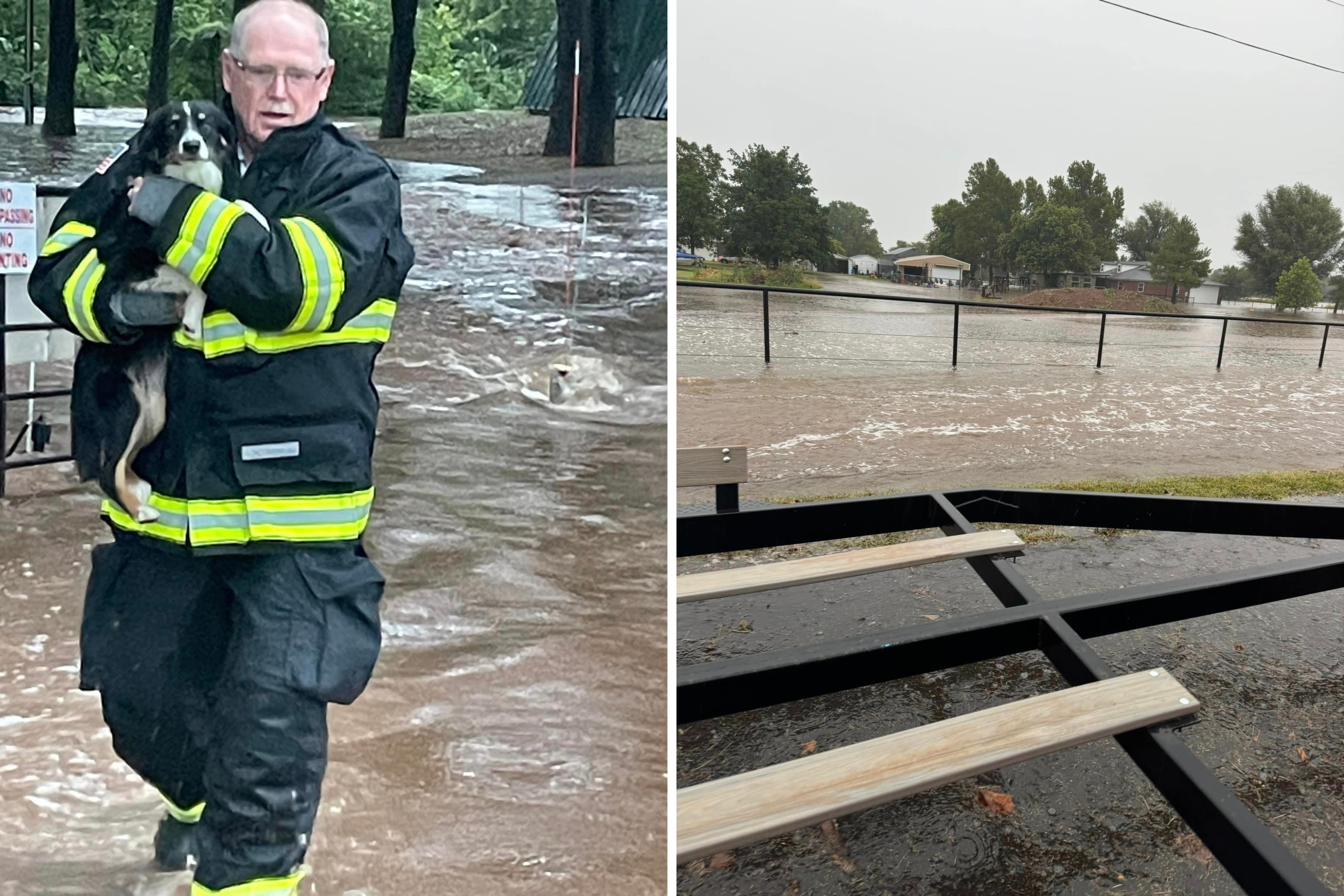 Wild Oklahoma flash floods leave homes, cars and roads submerged in water