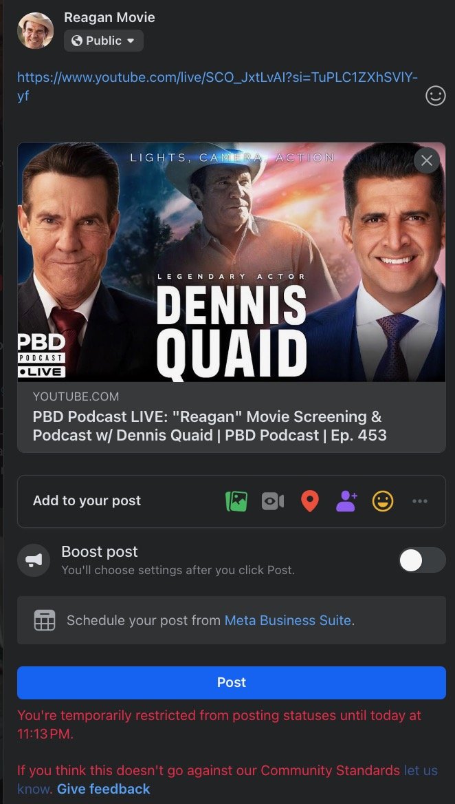 Reagan movie Valuetainment Facebook