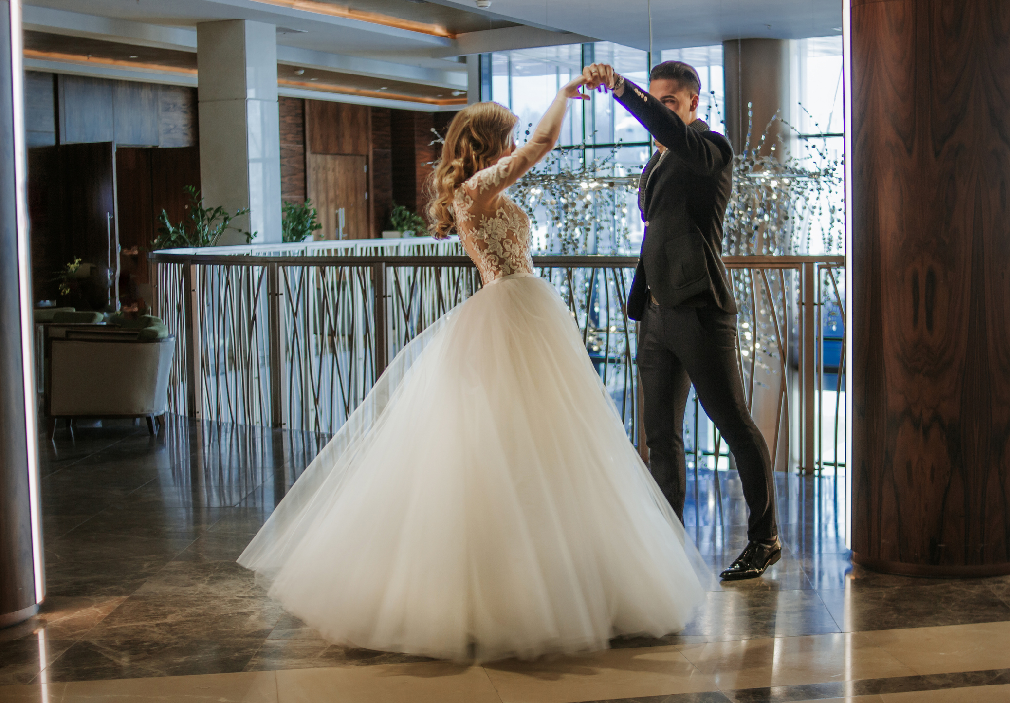 Newlyweds are cheered for their antics at the wedding venue at 7 a.m. the next day