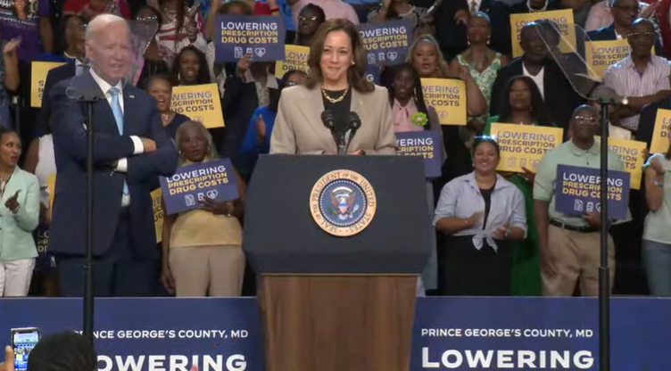 Kamala Harris and Joe Biden Reunite on Stage for Their First Appearance Since His Departure