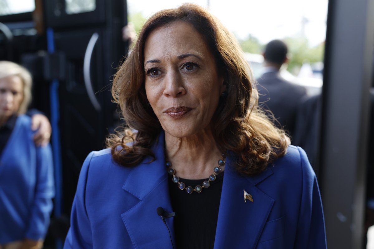Vice President Kamala Harris speaks to reporters