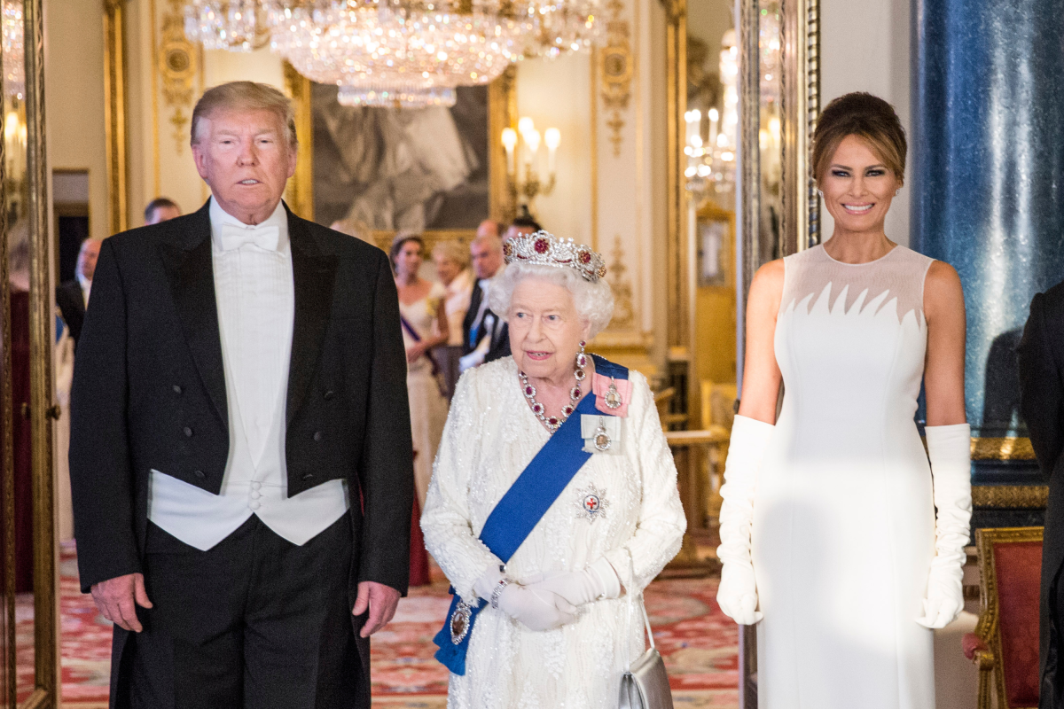 Queen Elizabeth, Melania Trump and Donald Trump