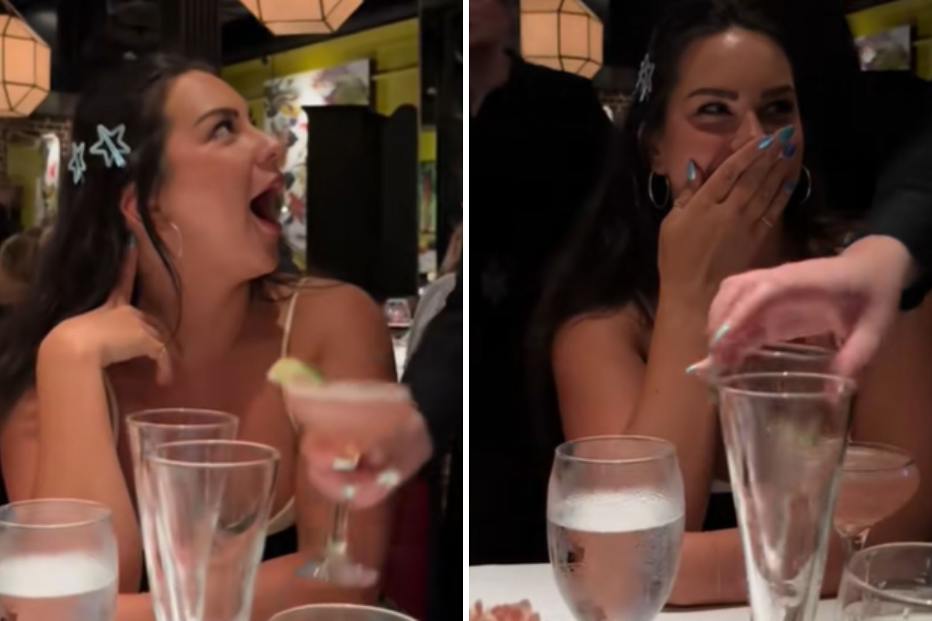 Moment when a woman on a girls’ trip realizes that her boyfriend called the restaurant