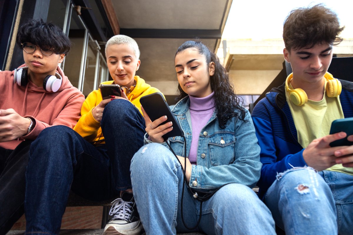 Stock image of teenage friends.