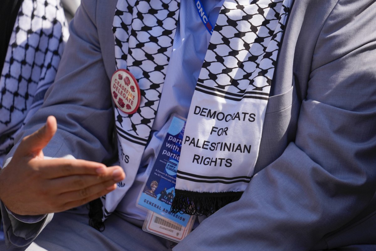 Uncommitted DNC delegates sit in