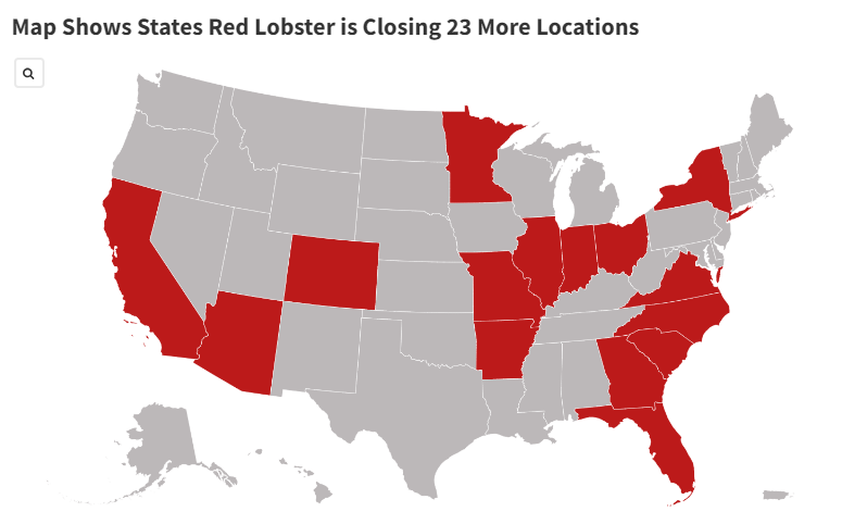 Map Reveals 23 More Red Lobster Locations Shutting Down