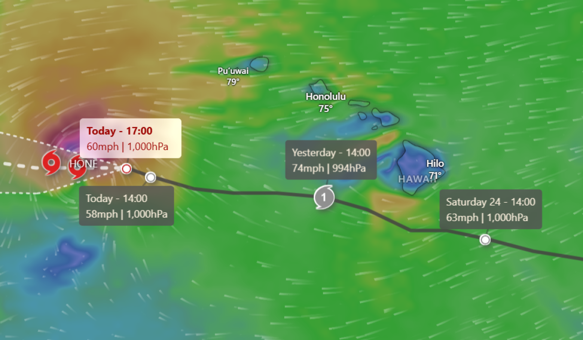 Map of storm Hone