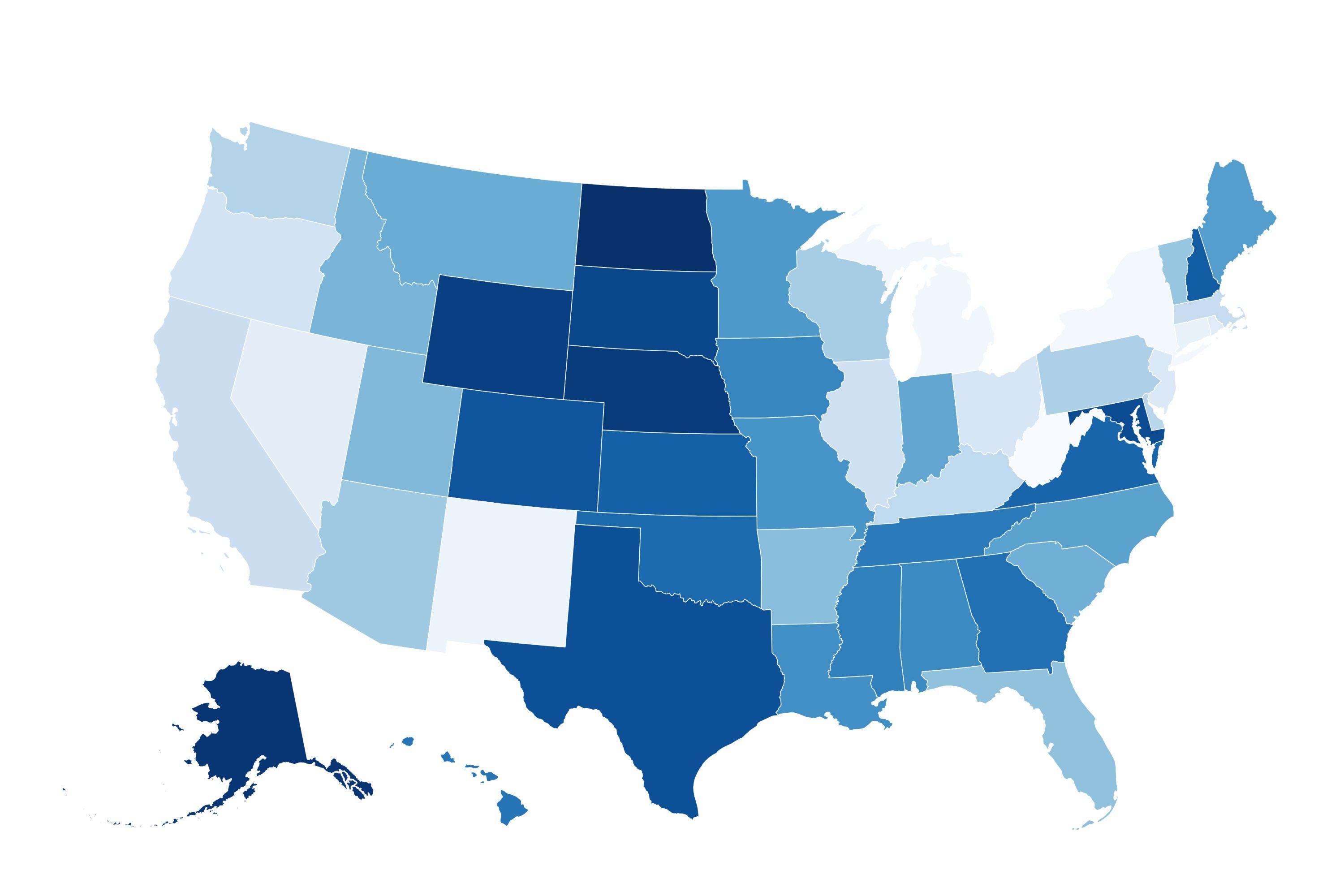 Map Shows Hardest Working States