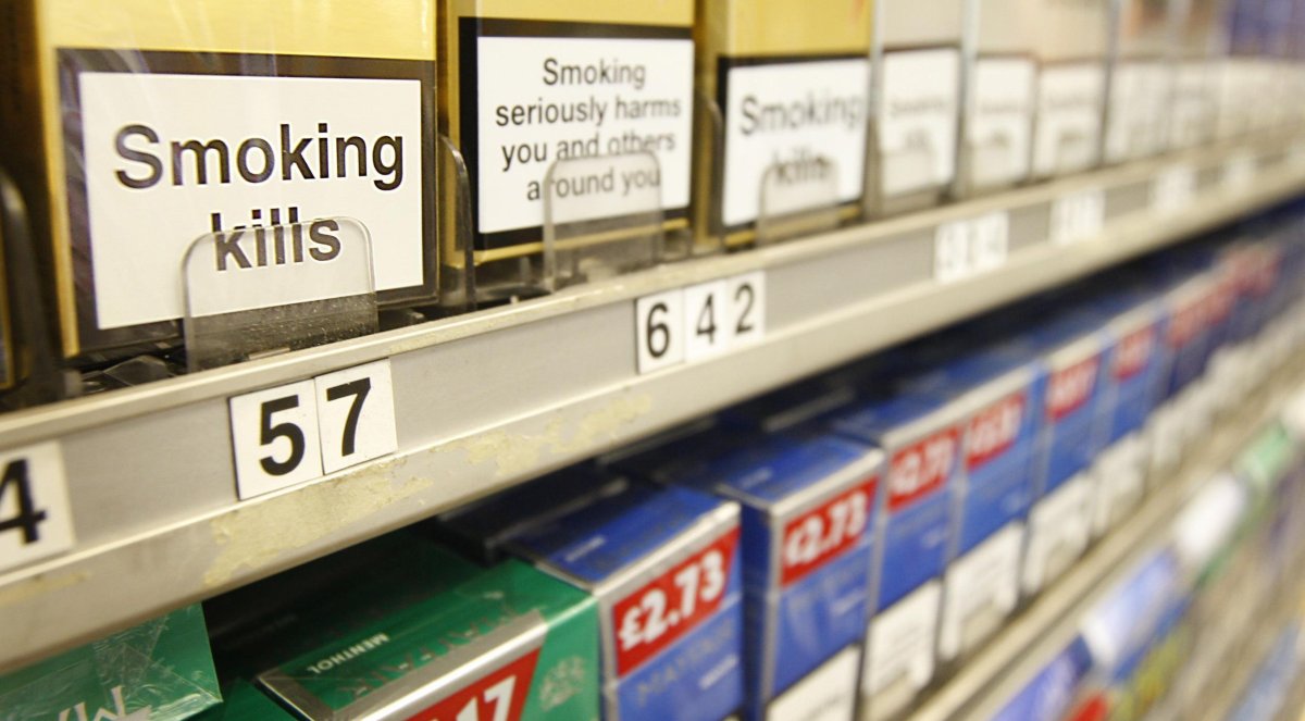 Cigarettes on display in Glasgow shop