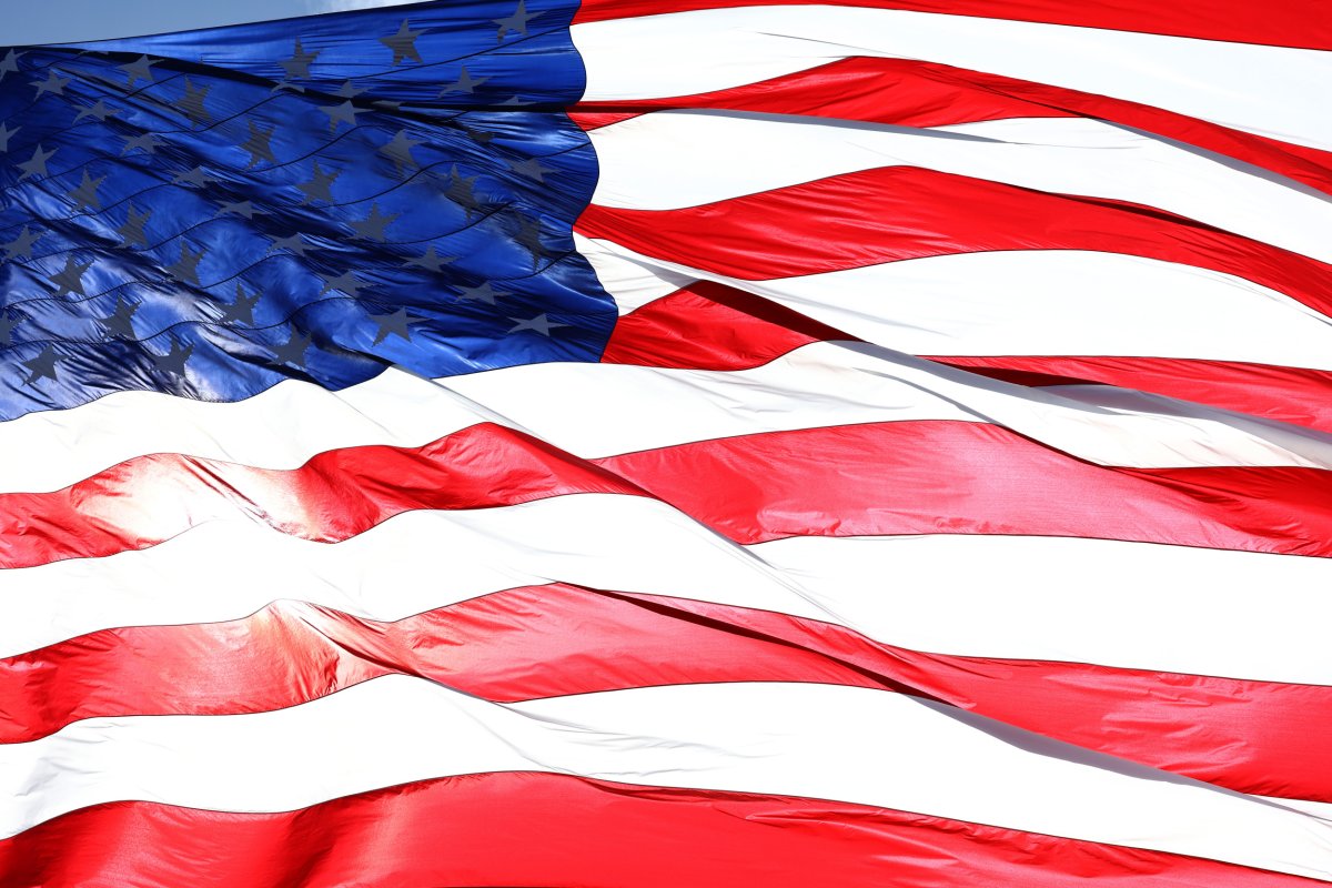 The United States flag is seen flying