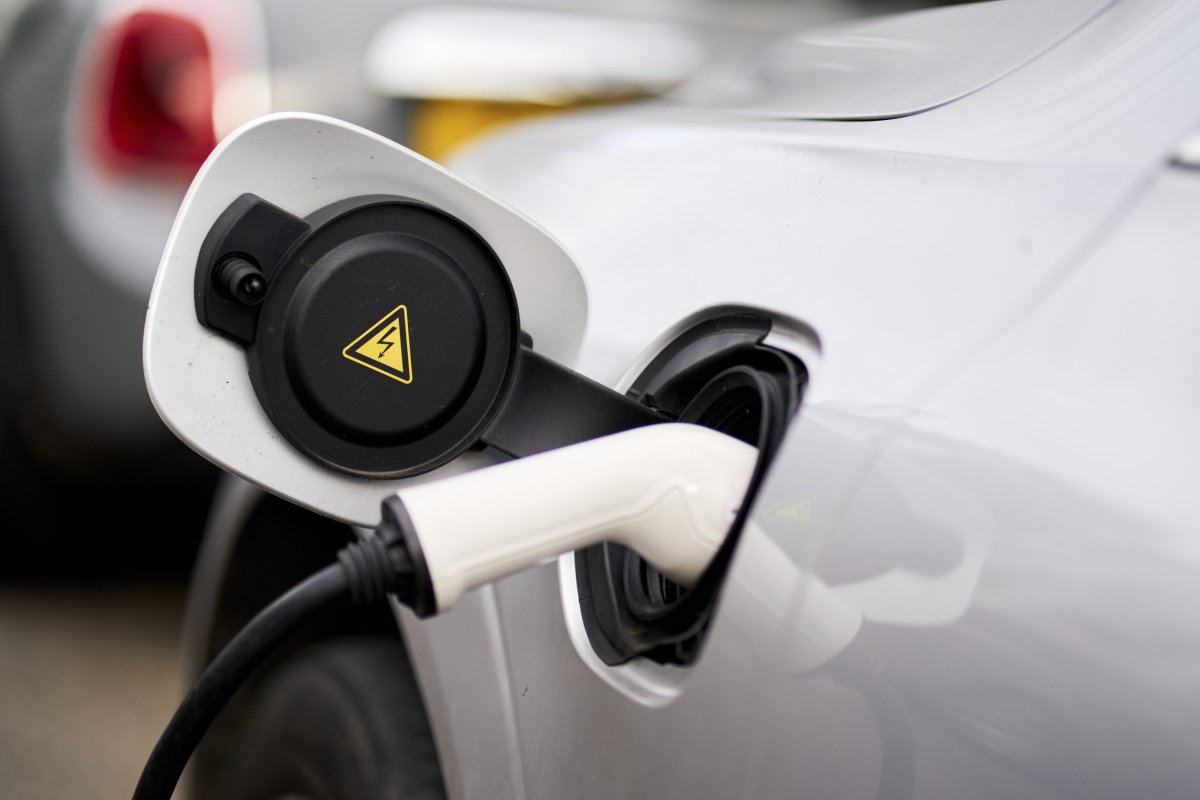 An electric car charging