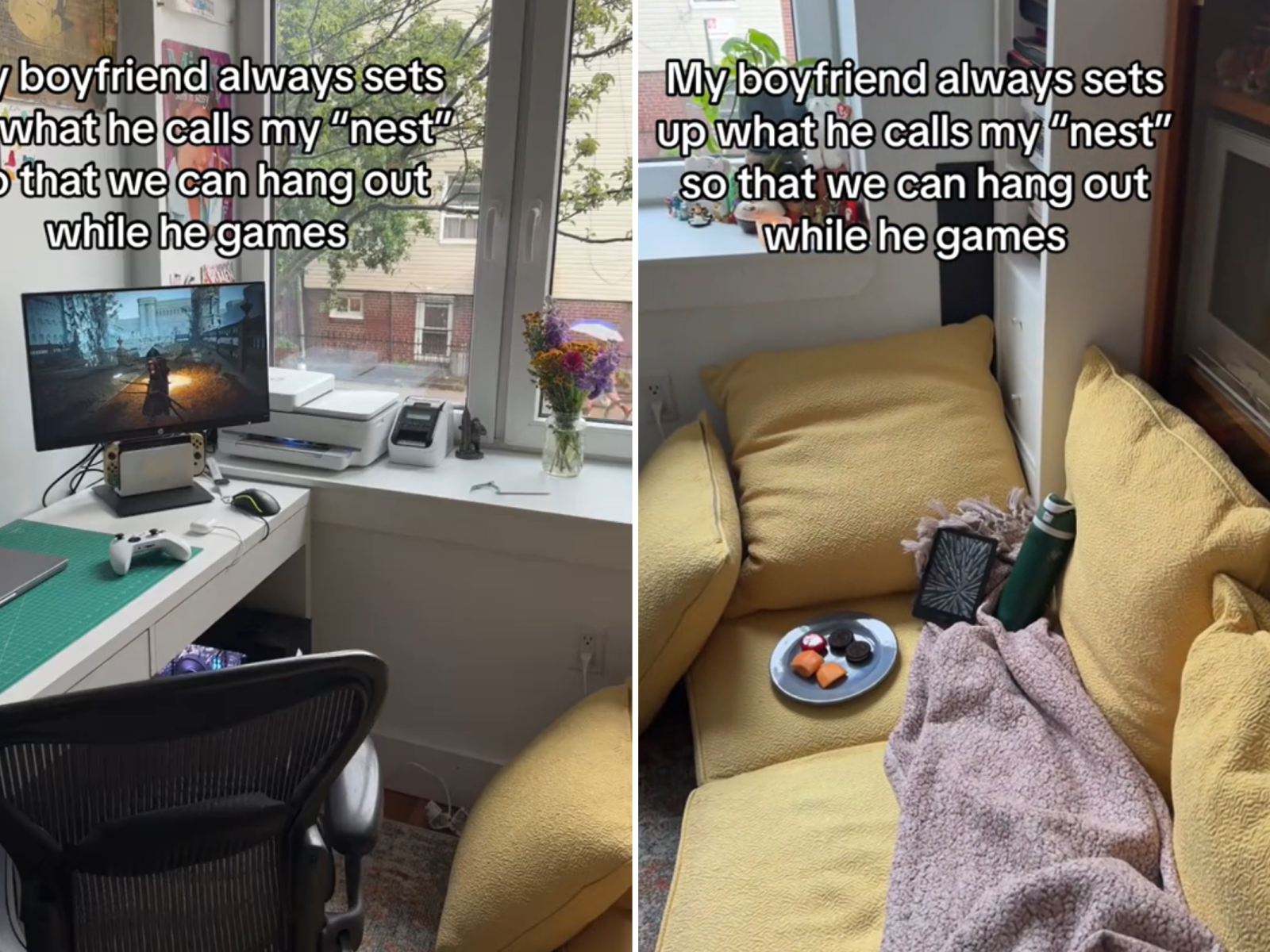 Boyfriend Building a ‘Nest’ for Girlfriend While He Games Divides