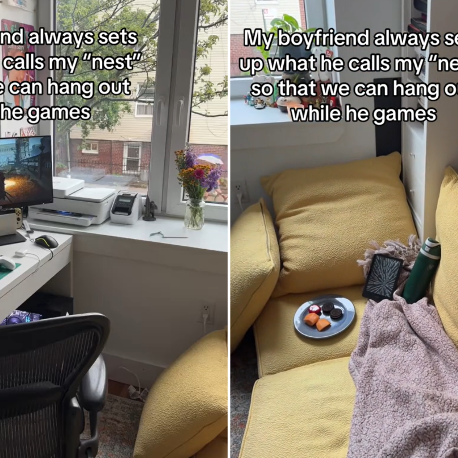 Boyfriend Building a ‘Nest’ for Girlfriend While He Games Divides