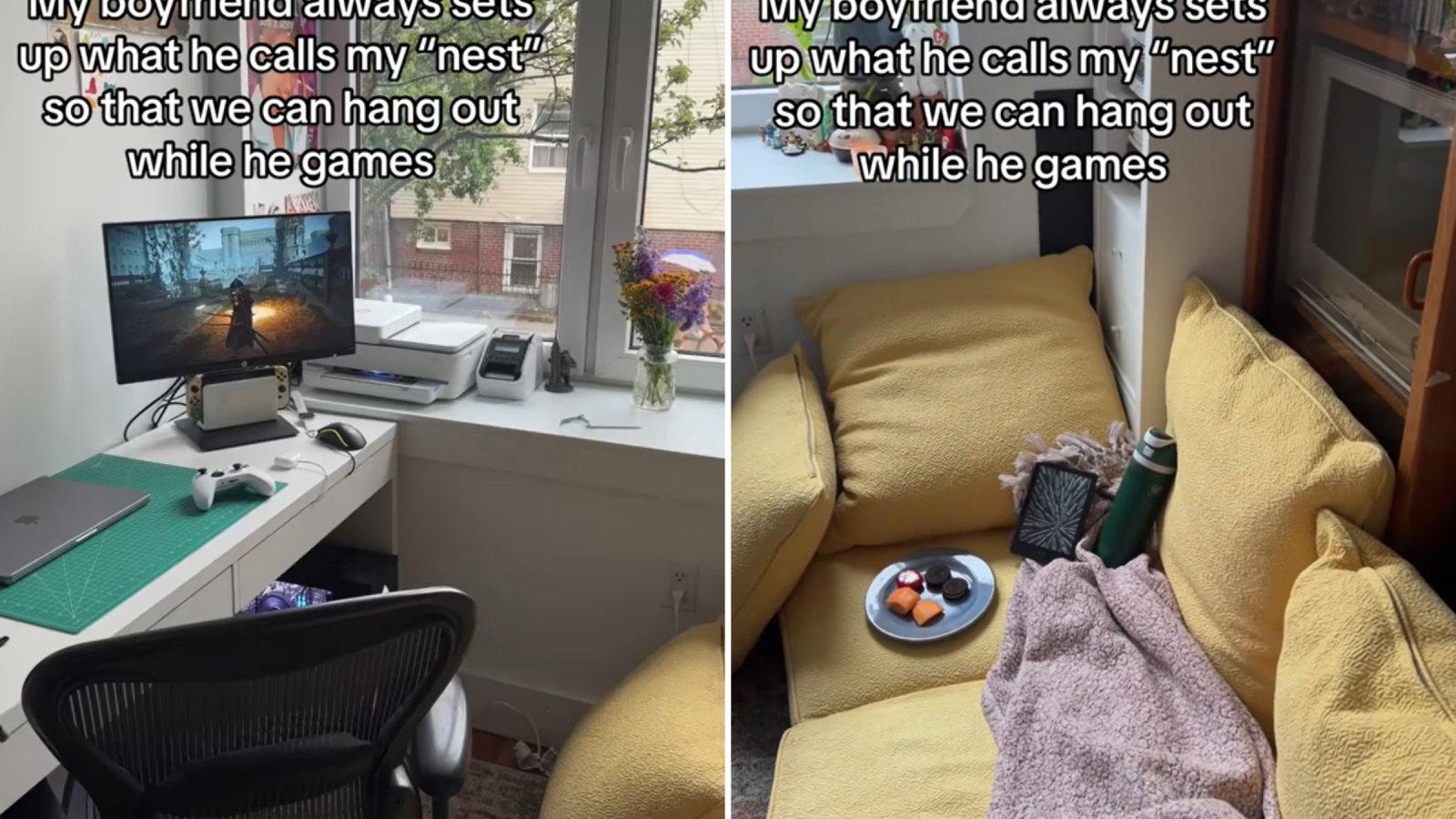 Boyfriend Building a ‘Nest’ for Girlfriend While He Games Divides
