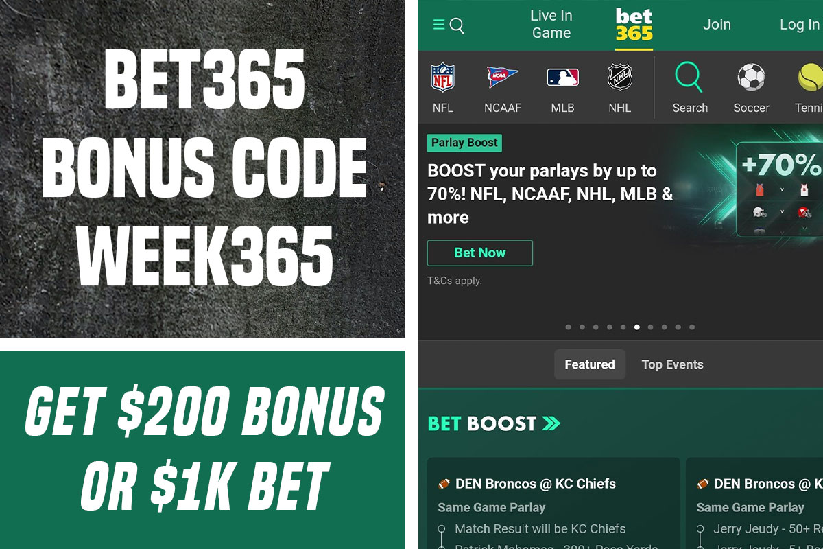 Bet365 bonus code WEEK365: Claim 0 bonus or K first bet for NFL Week 1