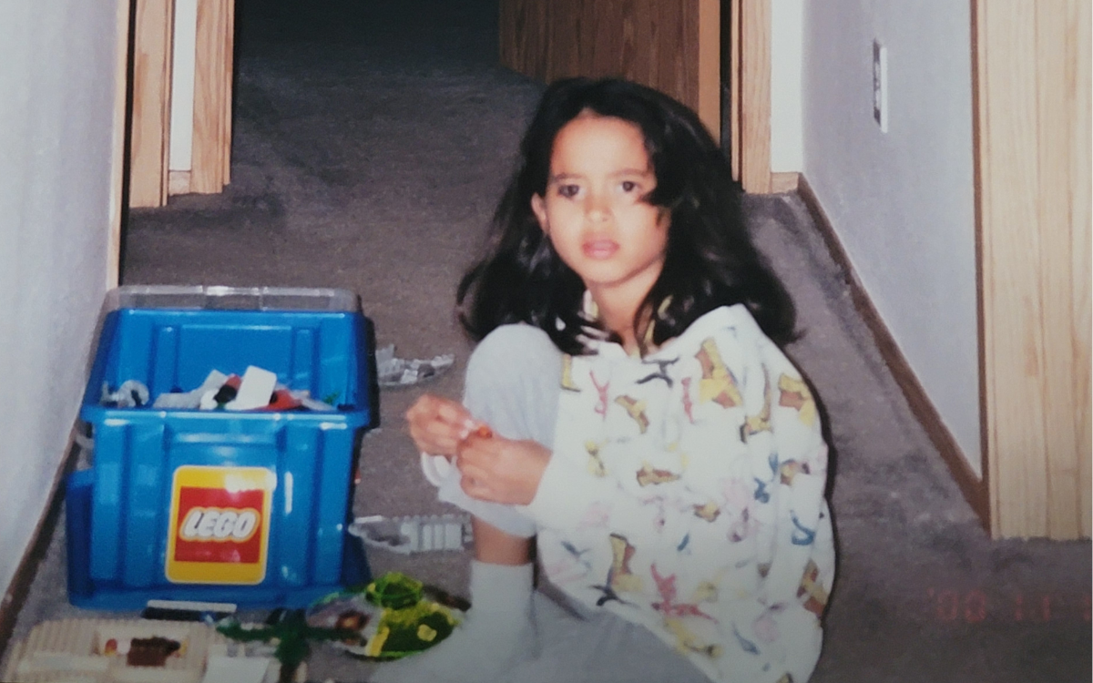 Andi Norton playing with Lego.