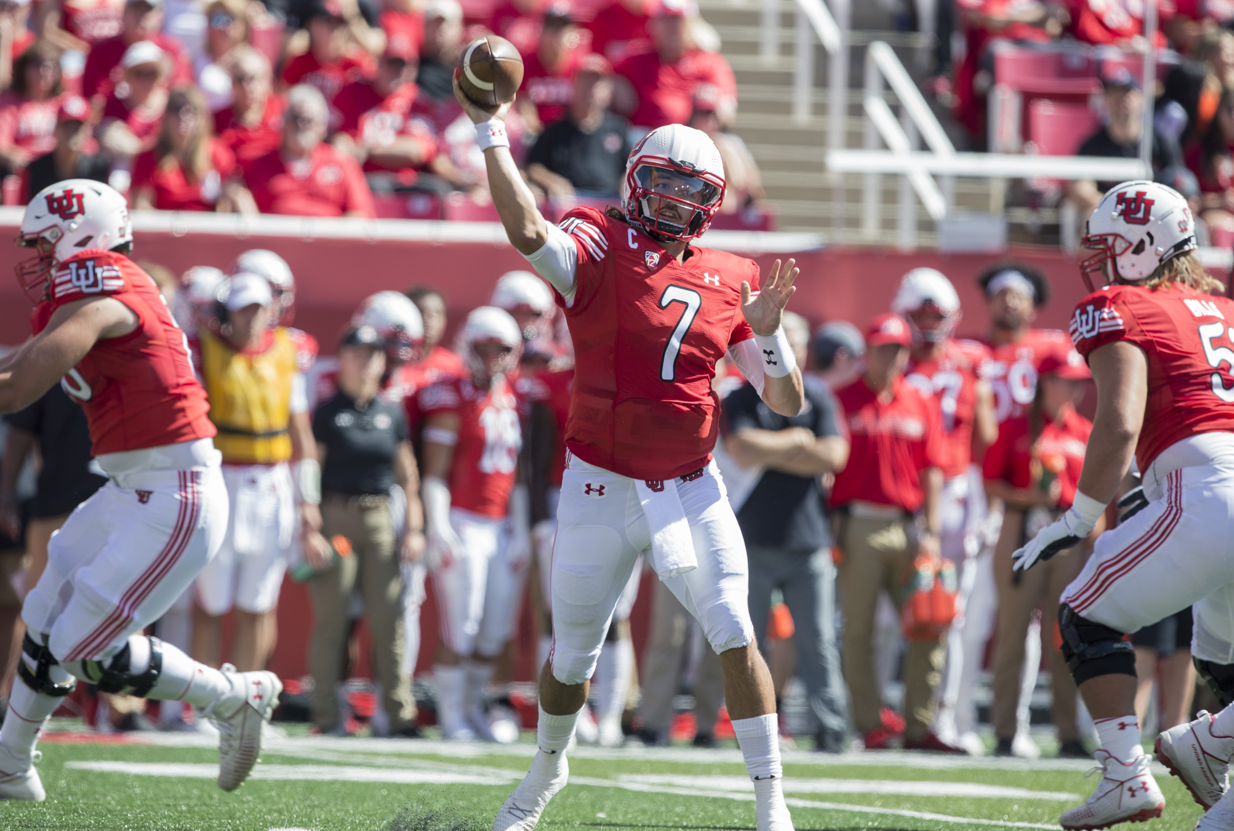 Utah's star quarterback Cam Rising leaves the game early, apparently due to injury