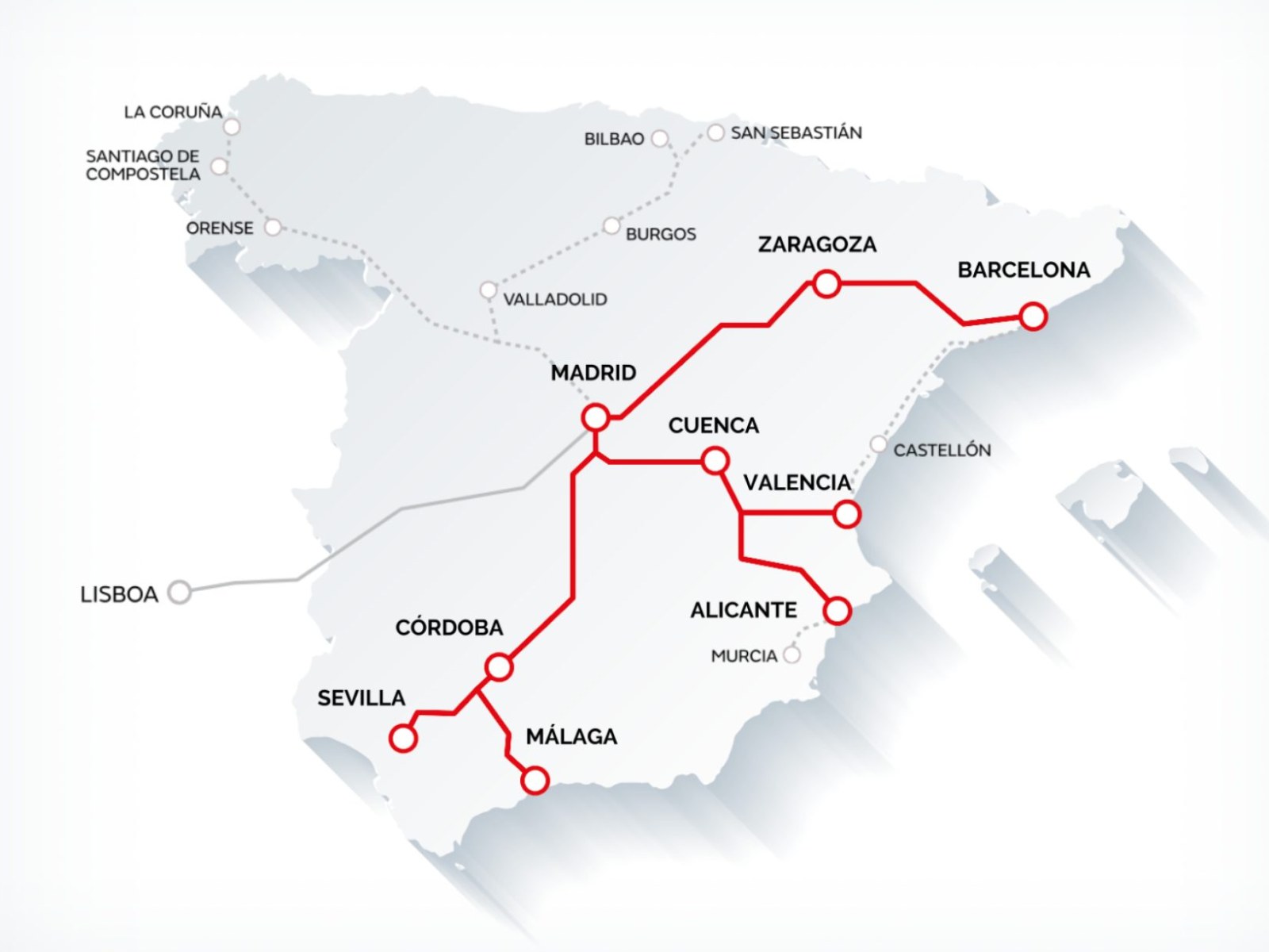 Spains Railroad Map