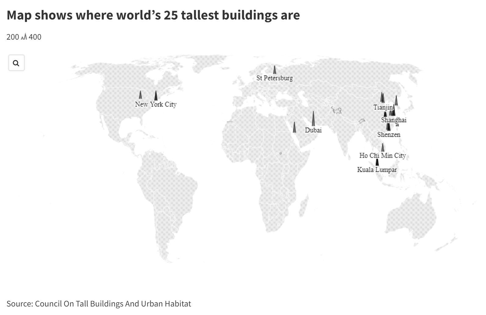 Map shows where world’s tallest buildings are