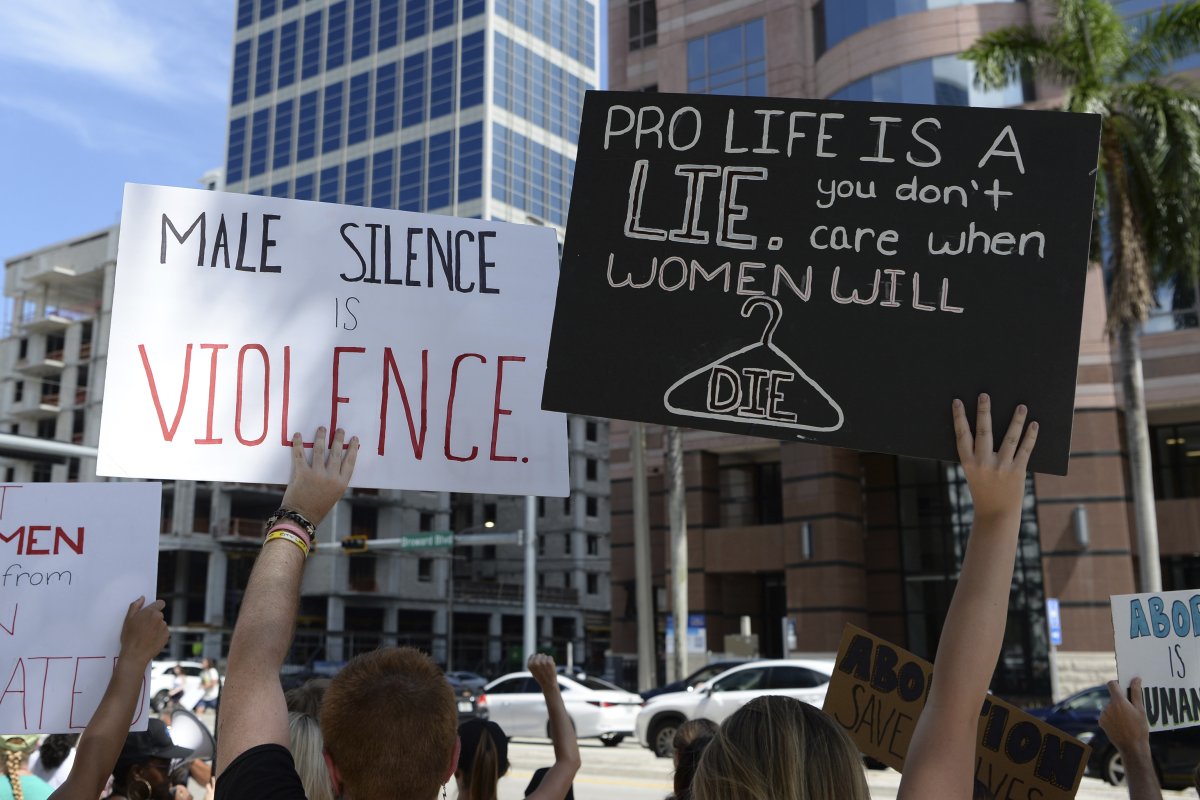 Protesters at a pro-abortion rally in Florida