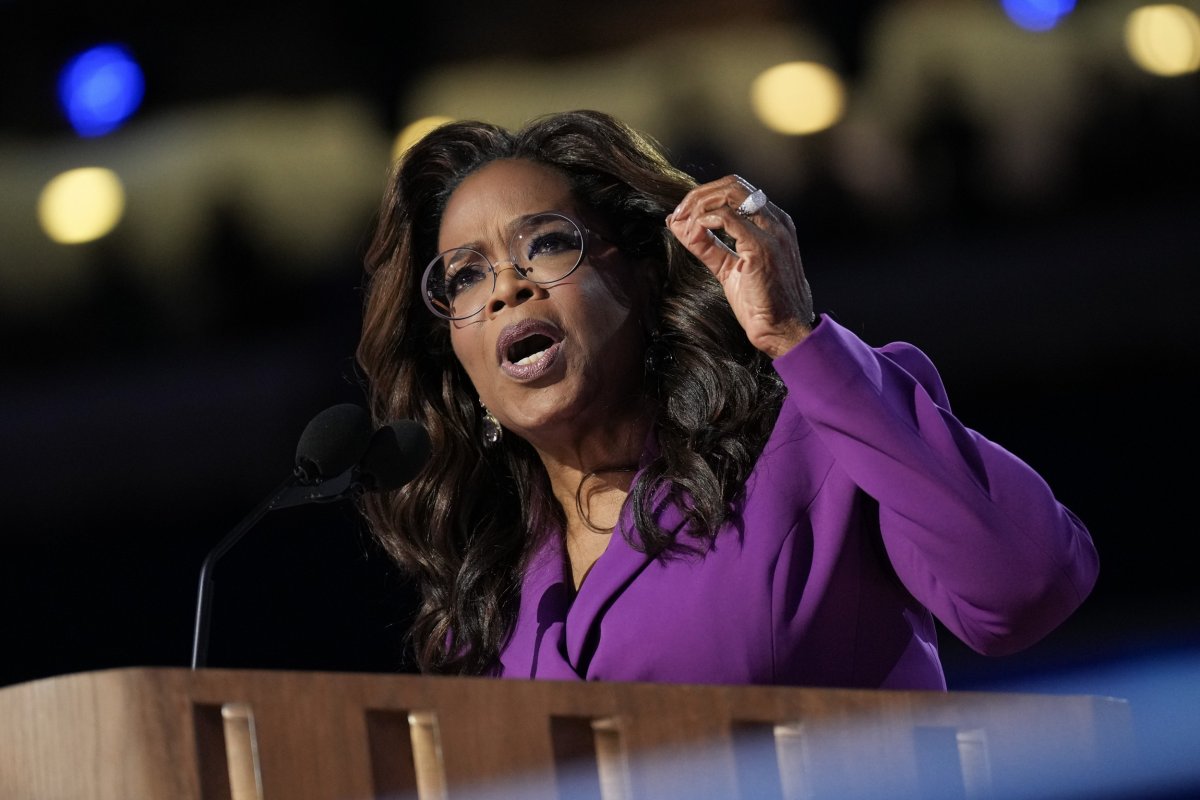 Oprah Winfrey speaking at the democratic convention