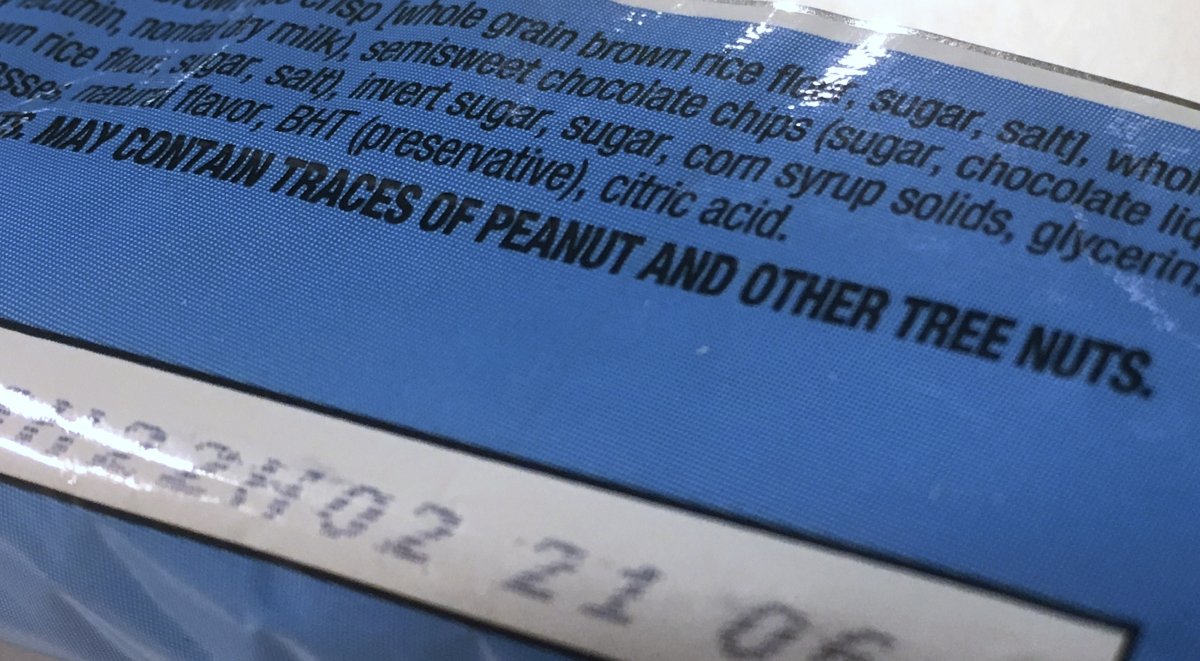 Allergy warning on food