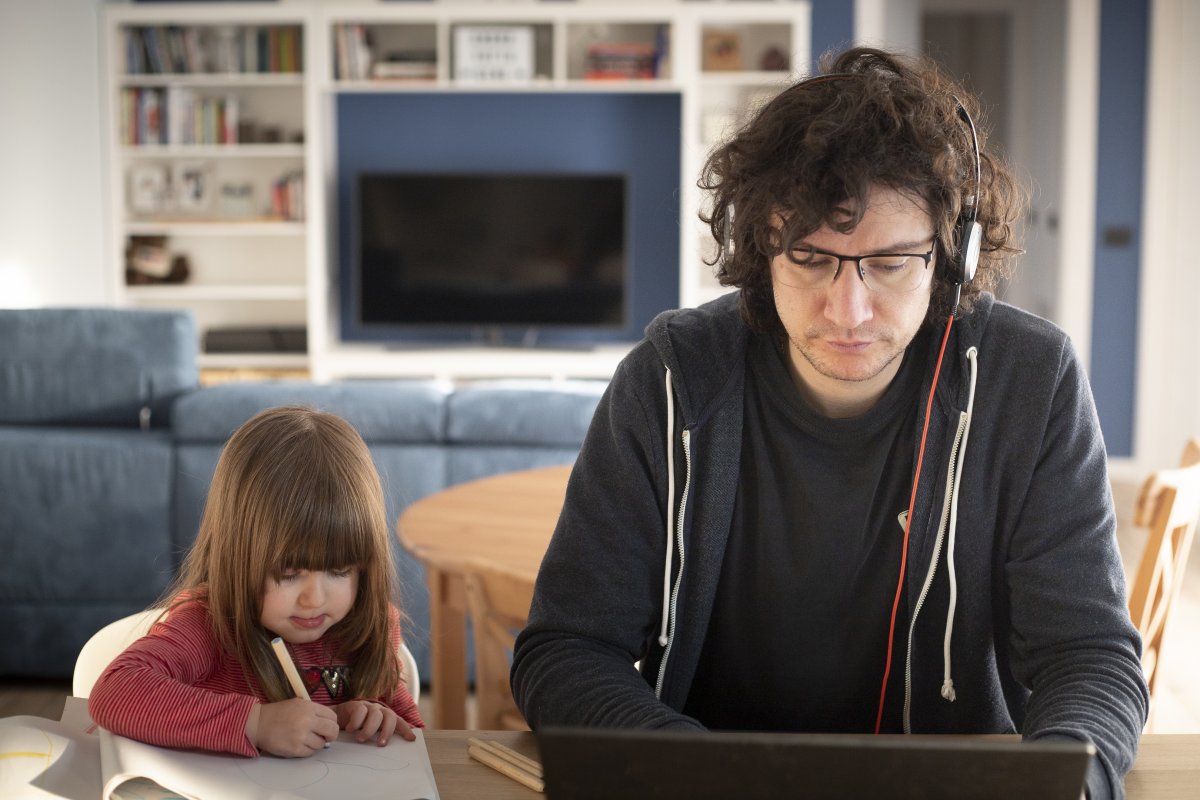 Man on video call with daughter