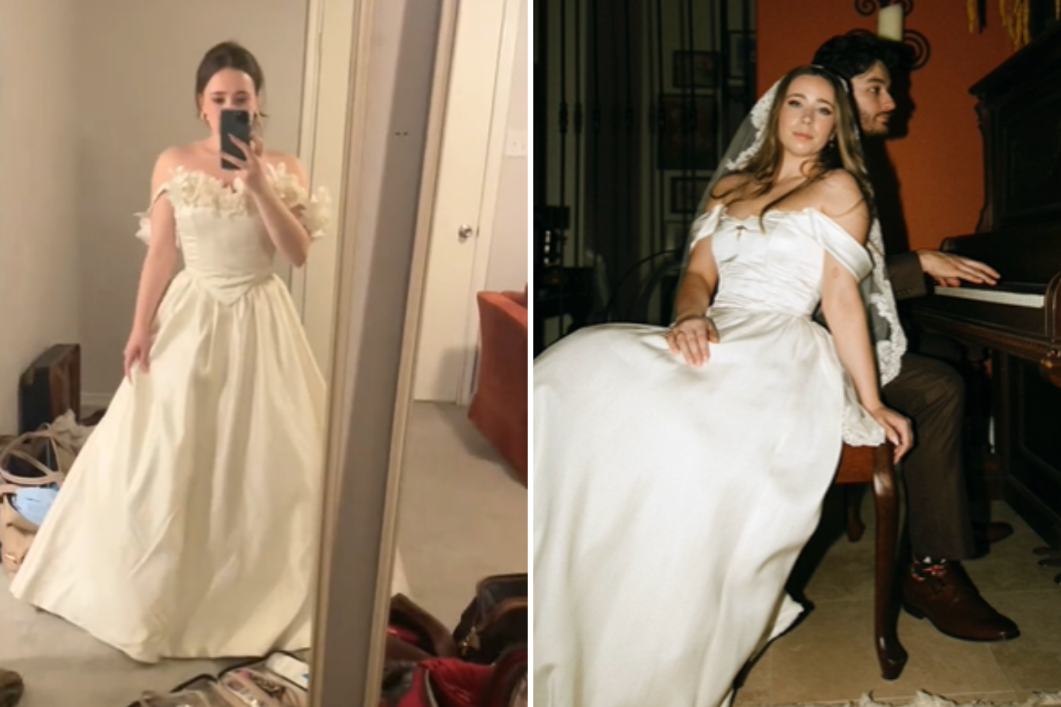 Woman takes risk on $25 thrift store wedding gown—Turns it into dream dress