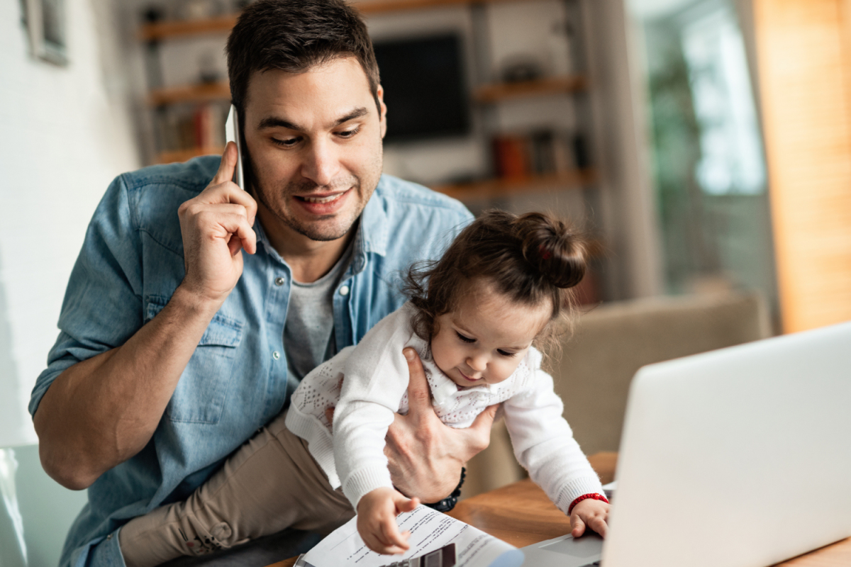 Working dad at laptop