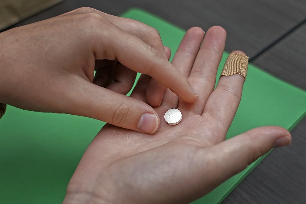 Abortion pill in the palm of your hand