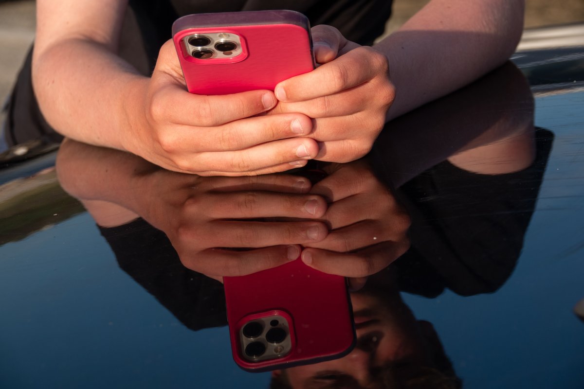 Boy using smartphone