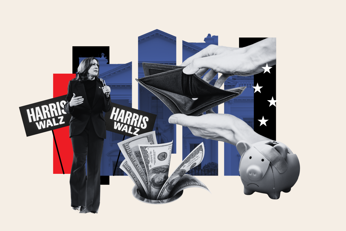 liberal orgs financial shortcomings Kamala Harris campaigning 