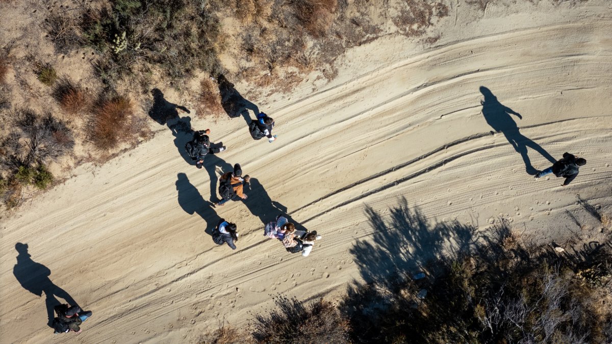 Aerial view of US Mexico Border