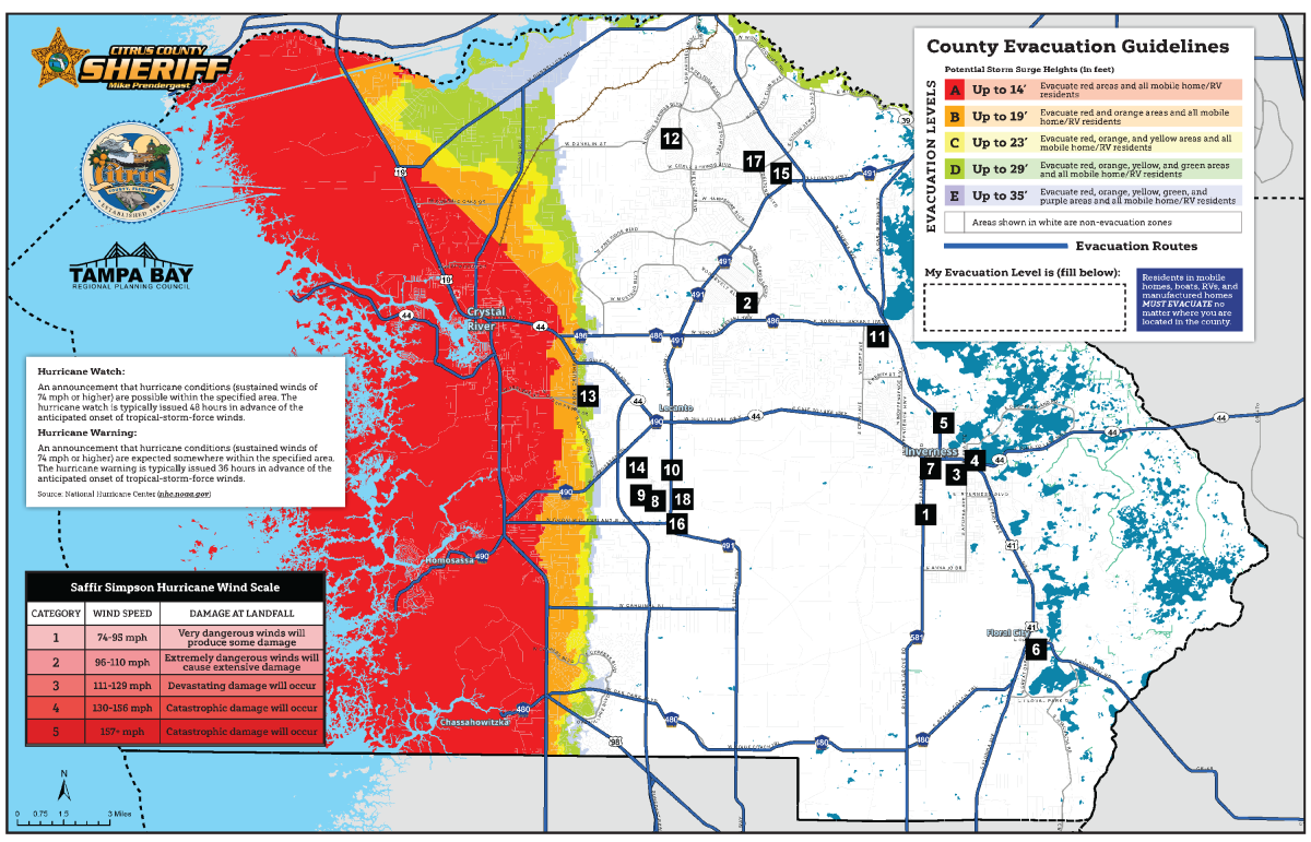 Evacuation map Citrus County