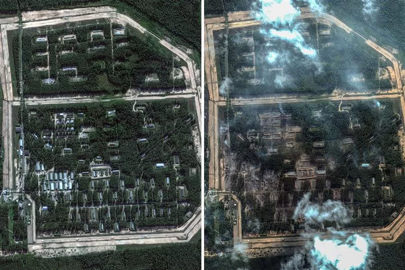 https://d.newsweek.com/en/full/2479930/russian-ammunition-depot-before-after-drones.webp