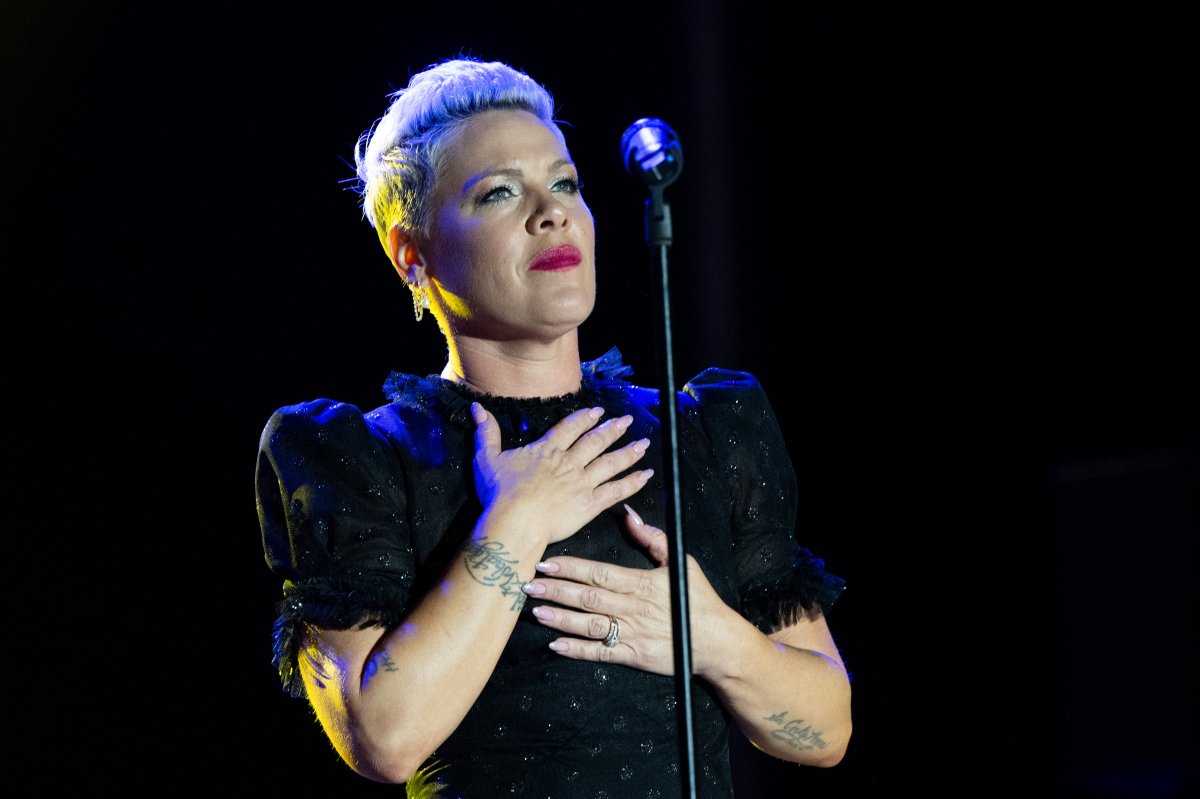 pink on stage