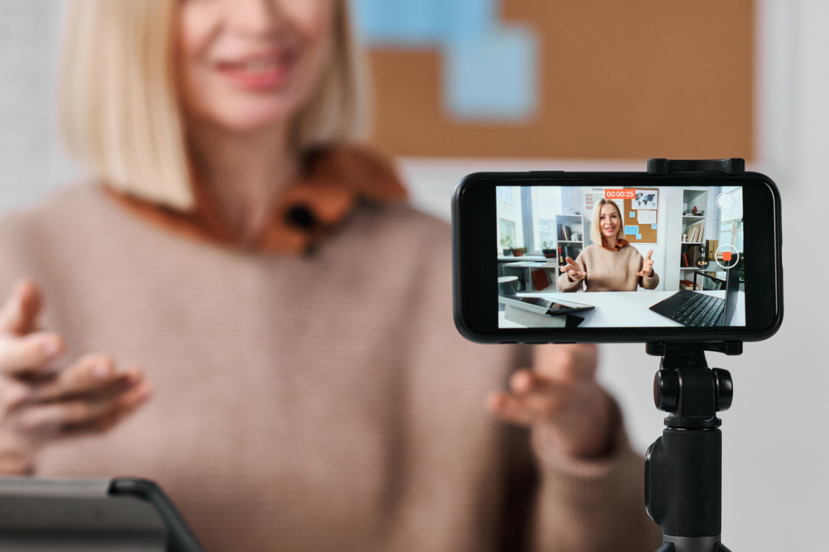 Woman talking to phone