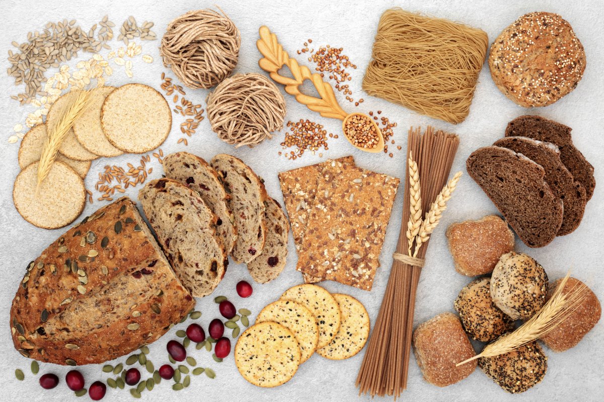 Healthy food rich in fiber with whole wheat bread