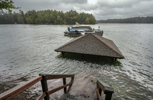 Photo: Flooding can be seen at Lake James, Morganton, in North Carolina. (Kathy Kmonicek/ASSOCIATED PRESS)