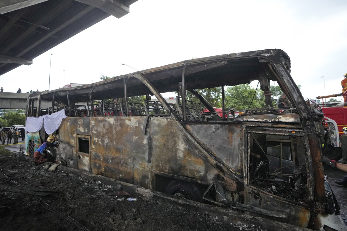 bus fire, Bangkok, Thailand 