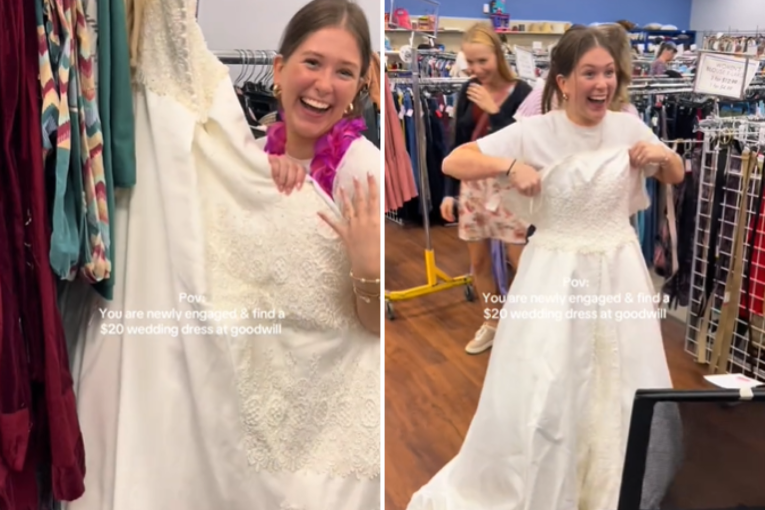 Newly engaged woman walks into Goodwill, finds wedding dress for just $20