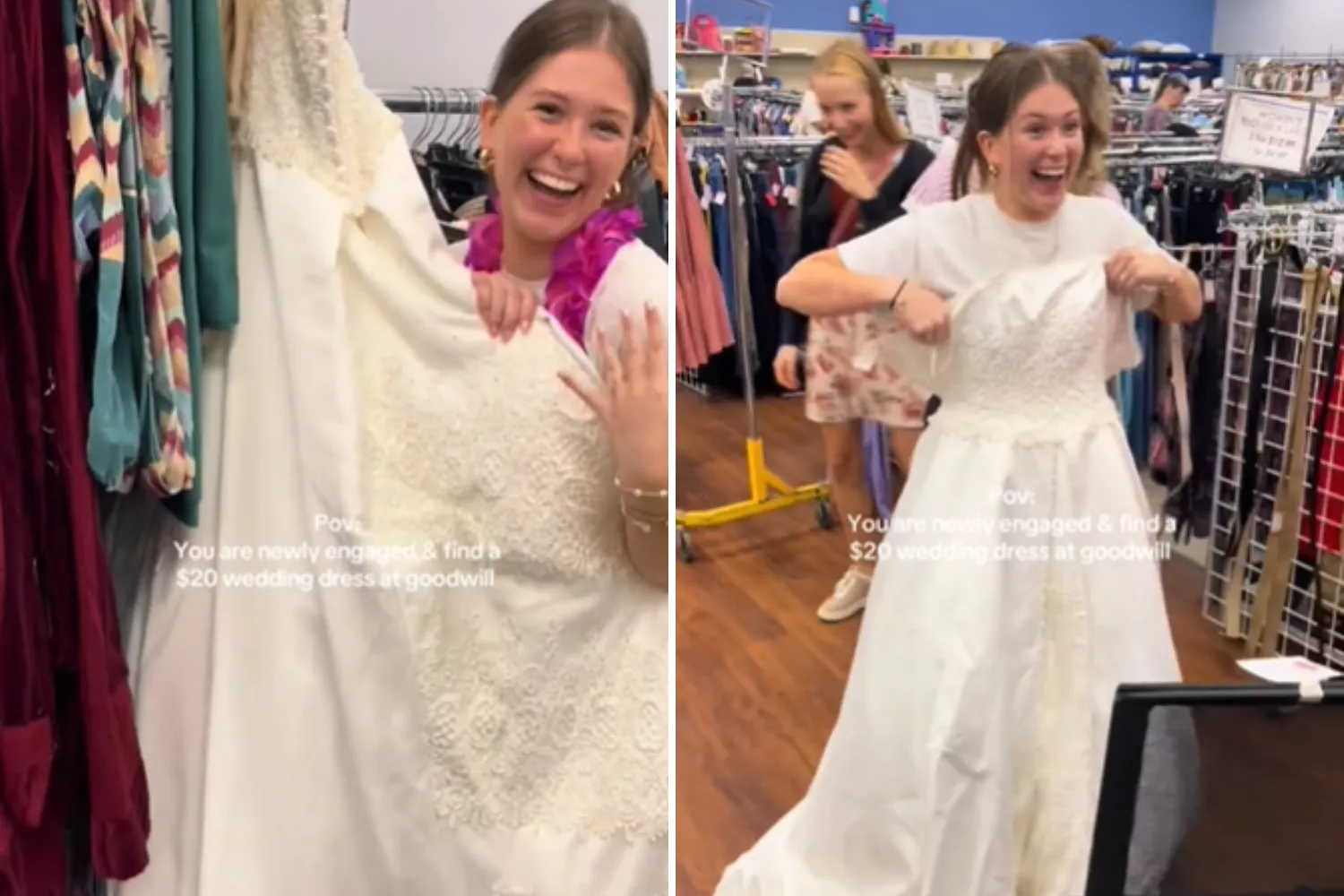 Newly Engaged Woman Walks Into Goodwill Finds Wedding Dress for Just 20 Newsweek