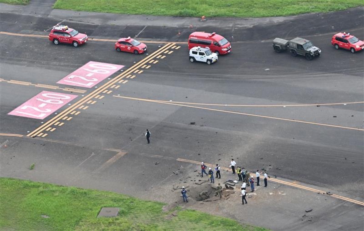 Aerial view of crater at Miyazaki Airport