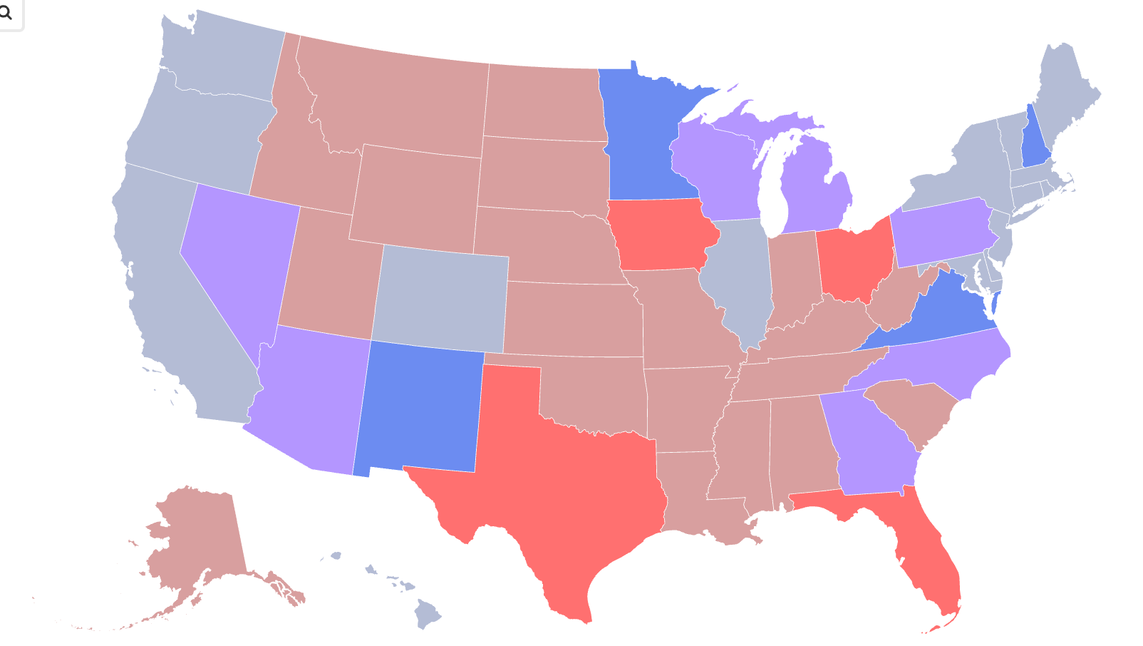 Map shows states Kamala Harris and Donald Trump leading polls 5 weeks before election