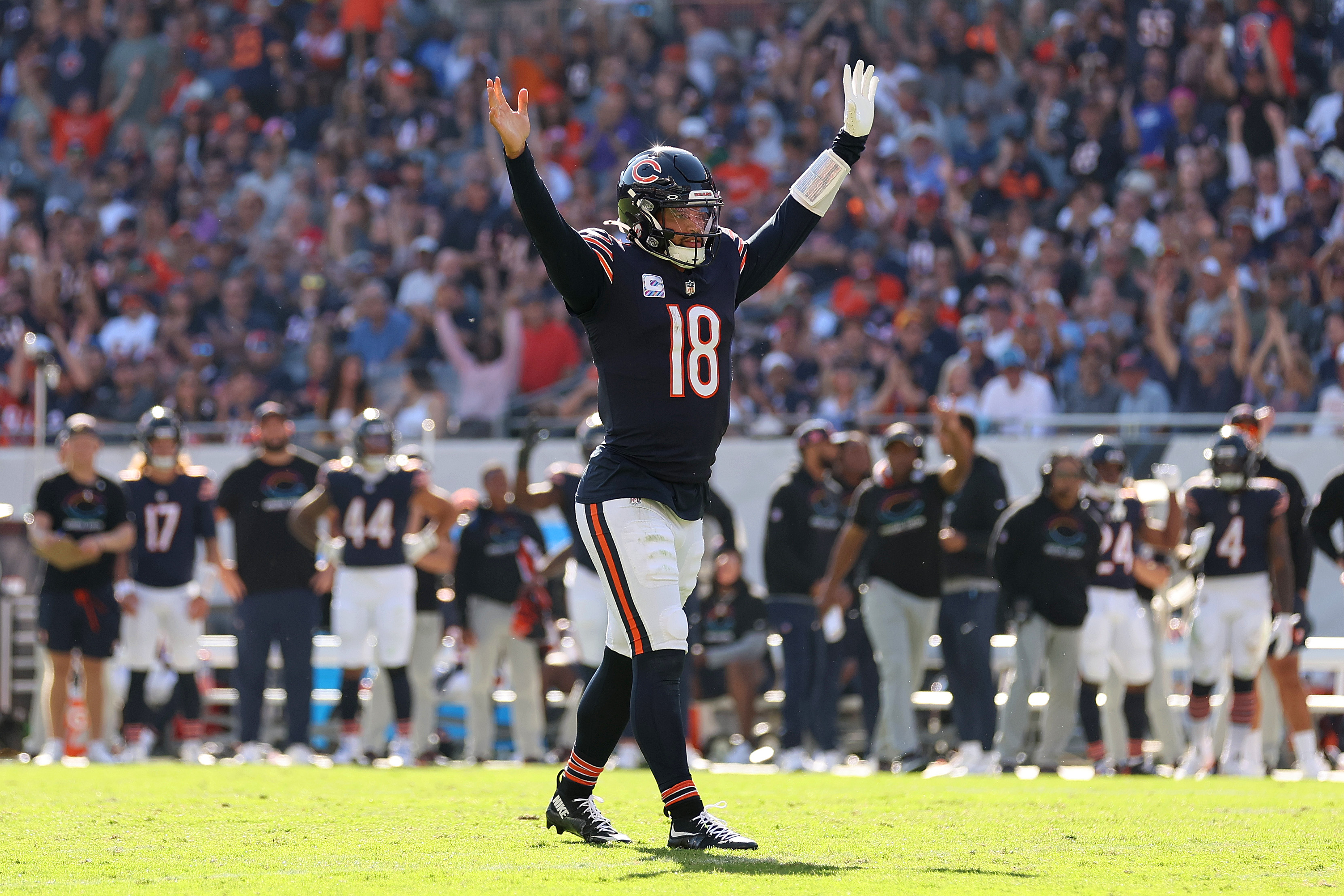 Fans Go Wild as Caleb Williams Celebrates Touchdown with Self-Spike!