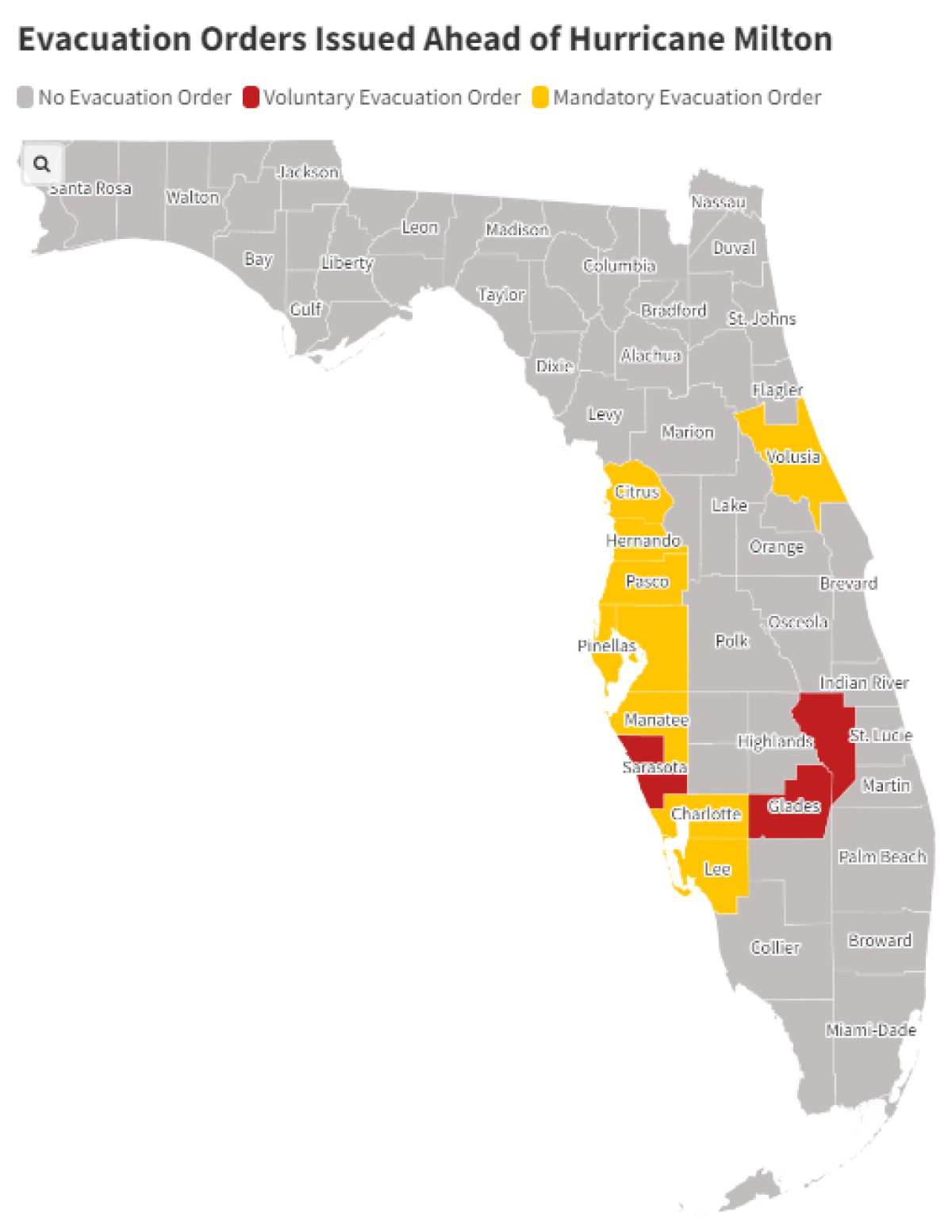 Florida Evacuation Map Update as Hurricane Milton Explodes in Strength ...