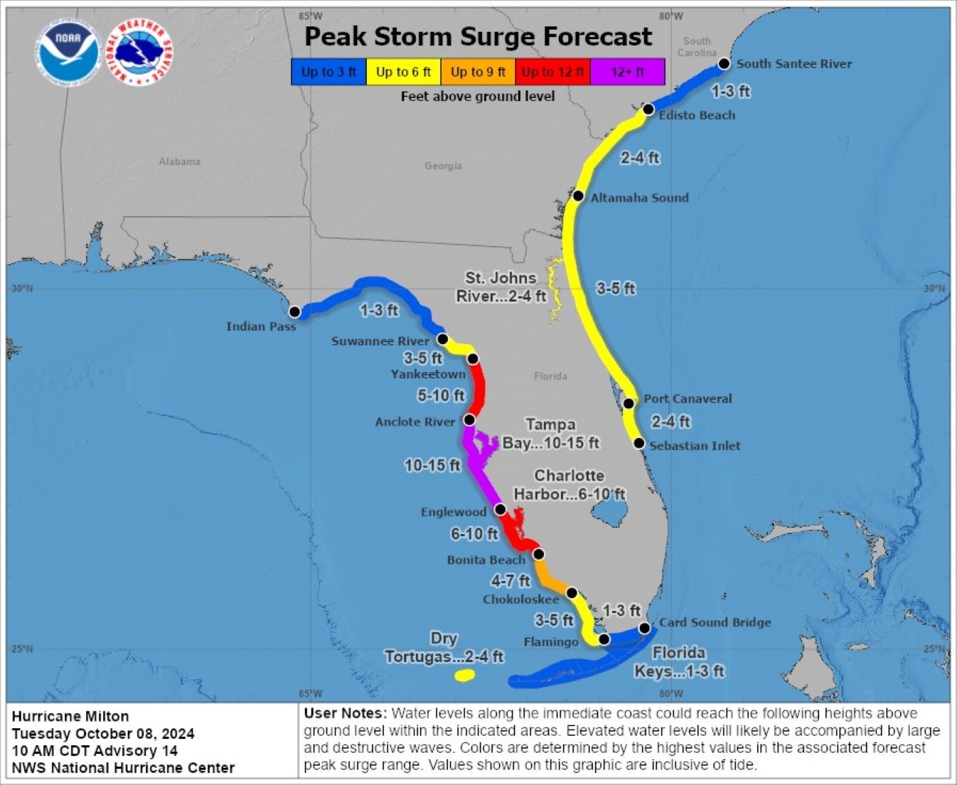 NHC Releases 39 Sobering 39 Hurricane - Storm Surge Map