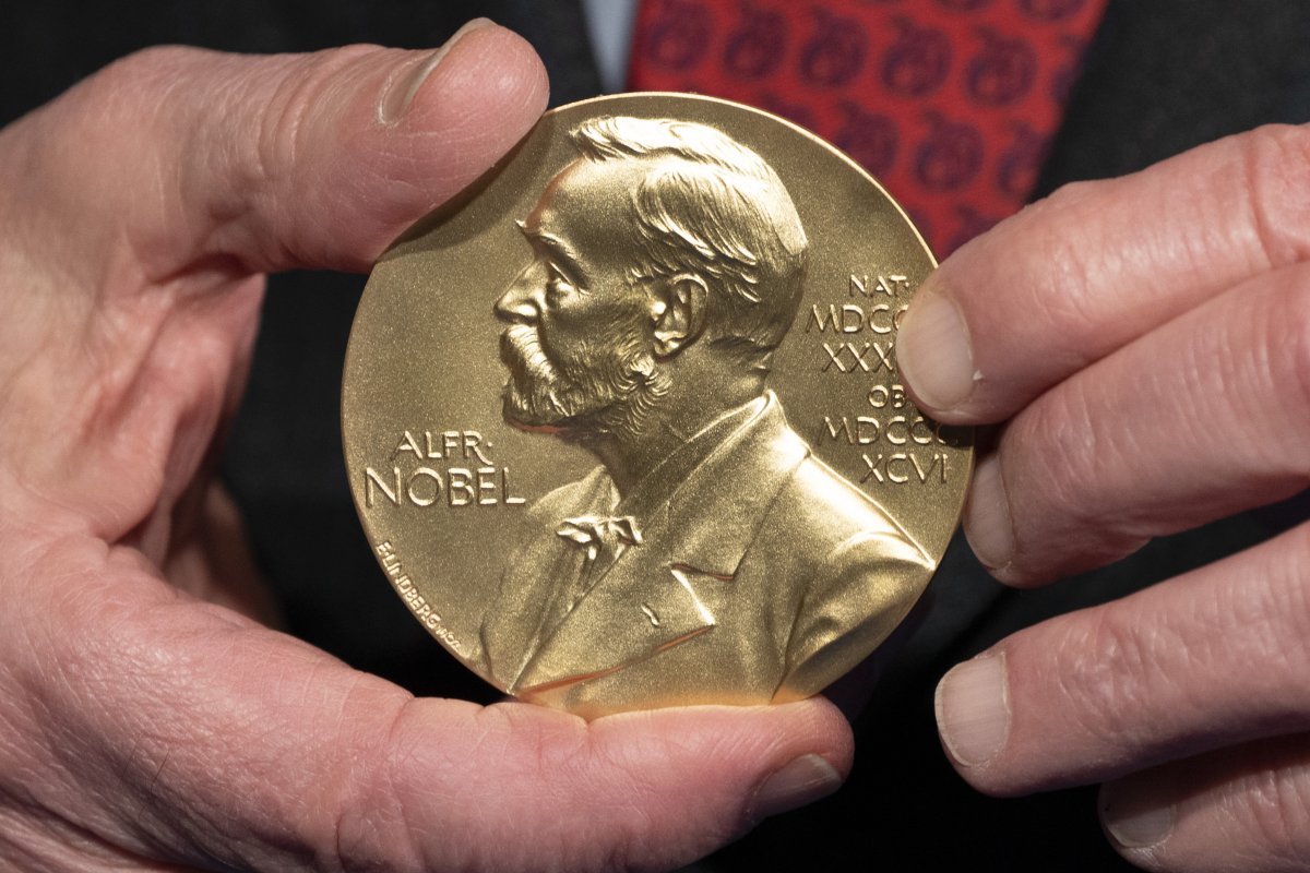 Close-up of Nobel Prize medal