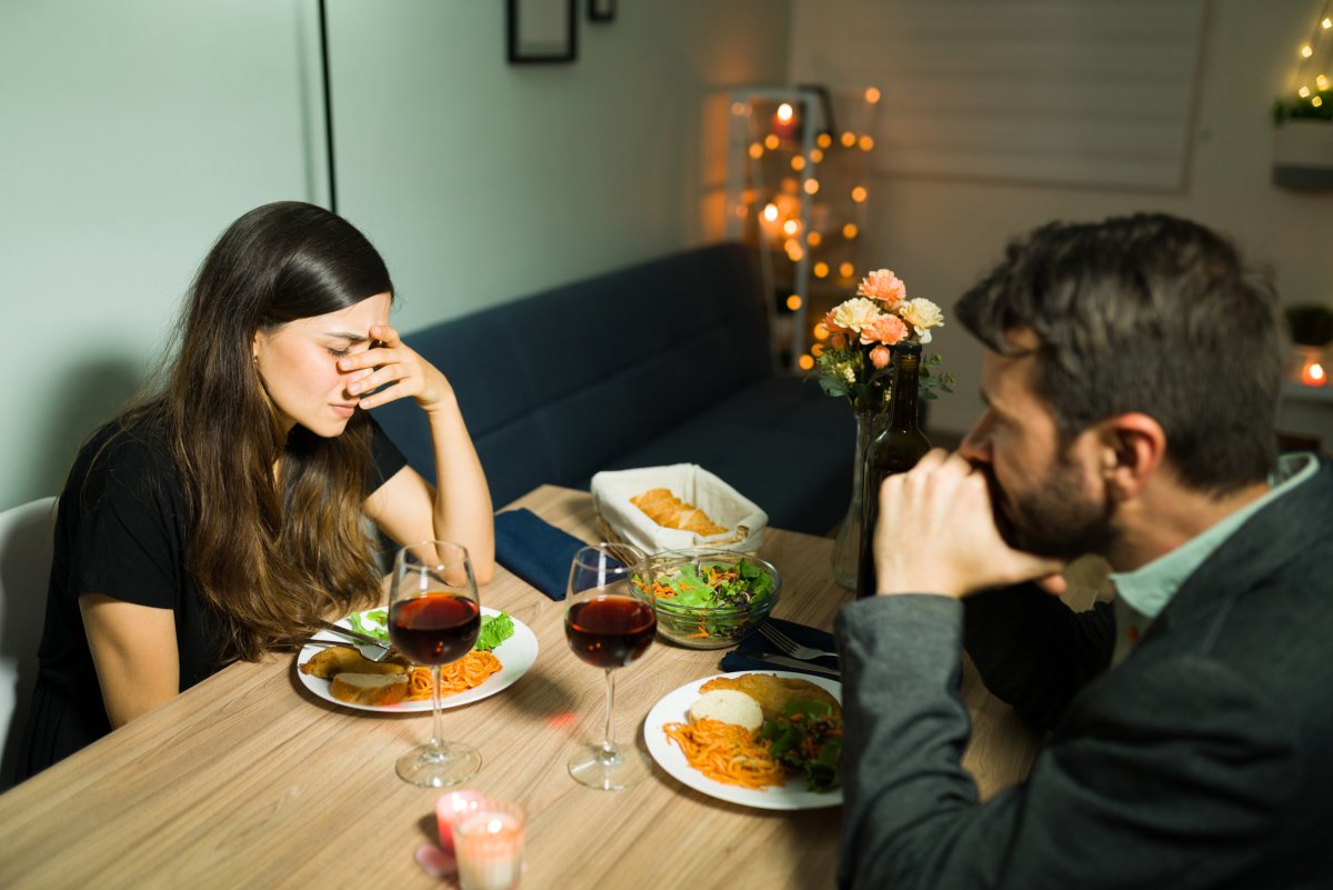 Couple at restaurant upset